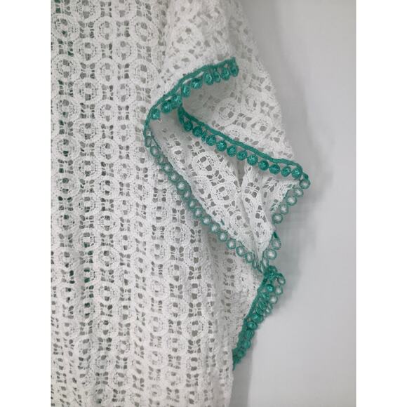 Ersilia Womens White Green Crochet Swim Cover Up Beach Boho Chic Italy H23-8 - Picture 3 of 6